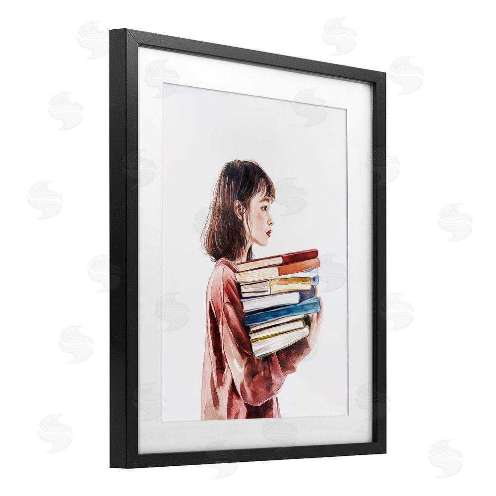 Svetlana Aleynikova The Book Bearer Girl Black Framed Print Under Glass Wall Art