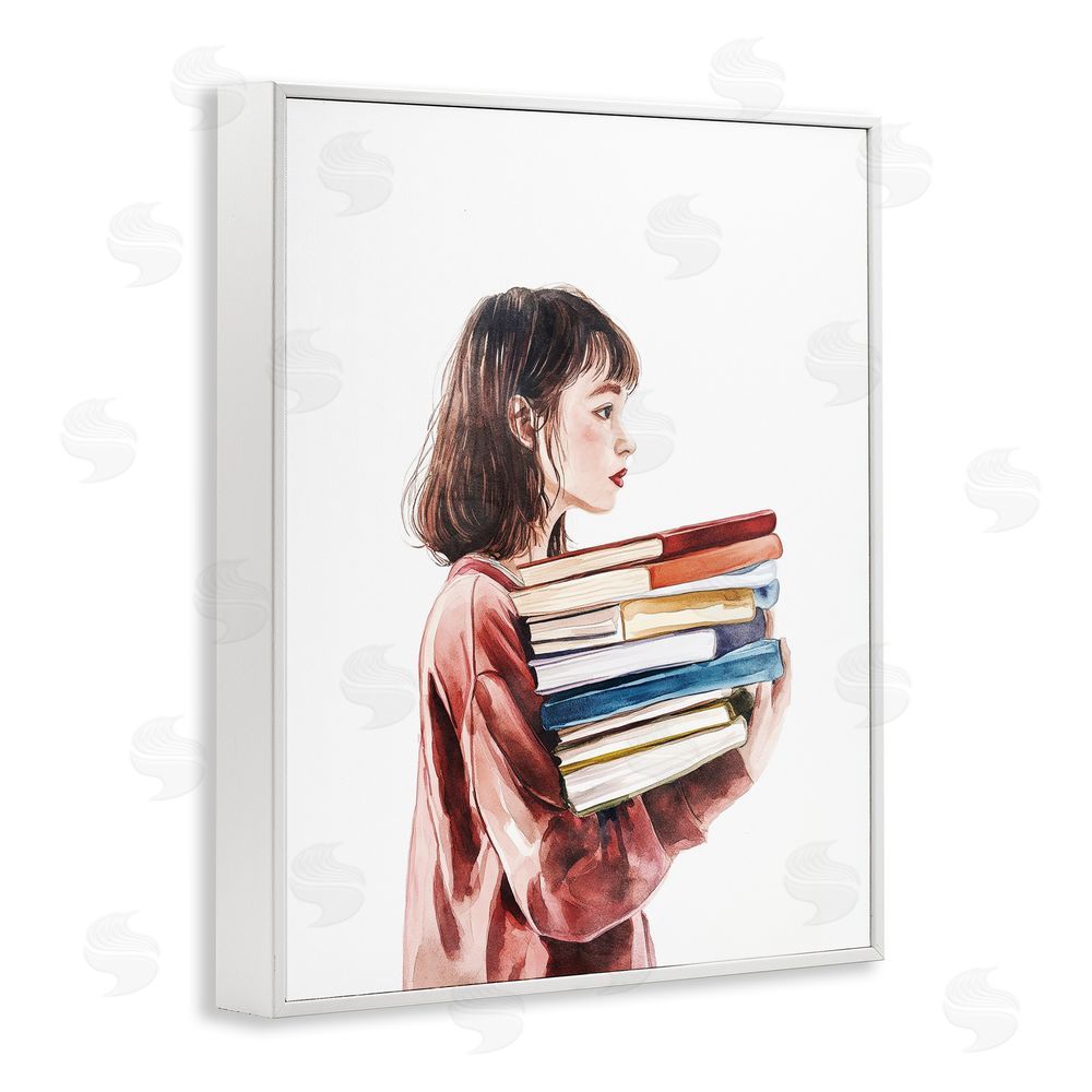 Svetlana Aleynikova The Book Bearer Girl White Framed Giclee Wall Art Print
