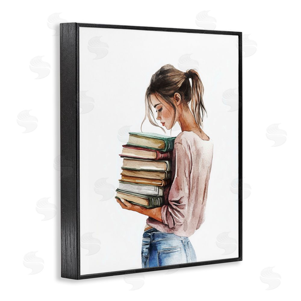 Svetlana Aleynikova Library Walk Girl Black Framed Giclee Wall Art Print