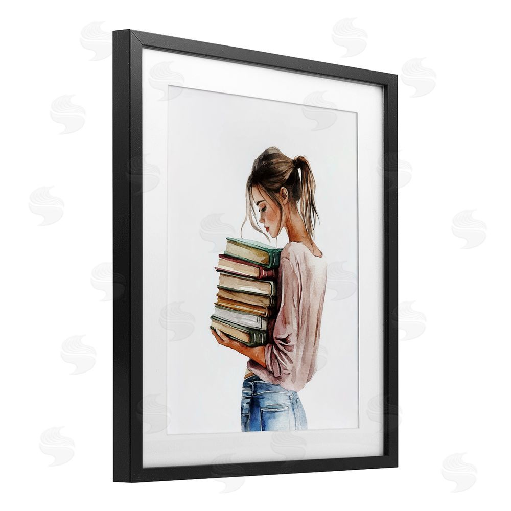 Svetlana Aleynikova Library Walk Girl Black Framed Print Under Glass Wall Art
