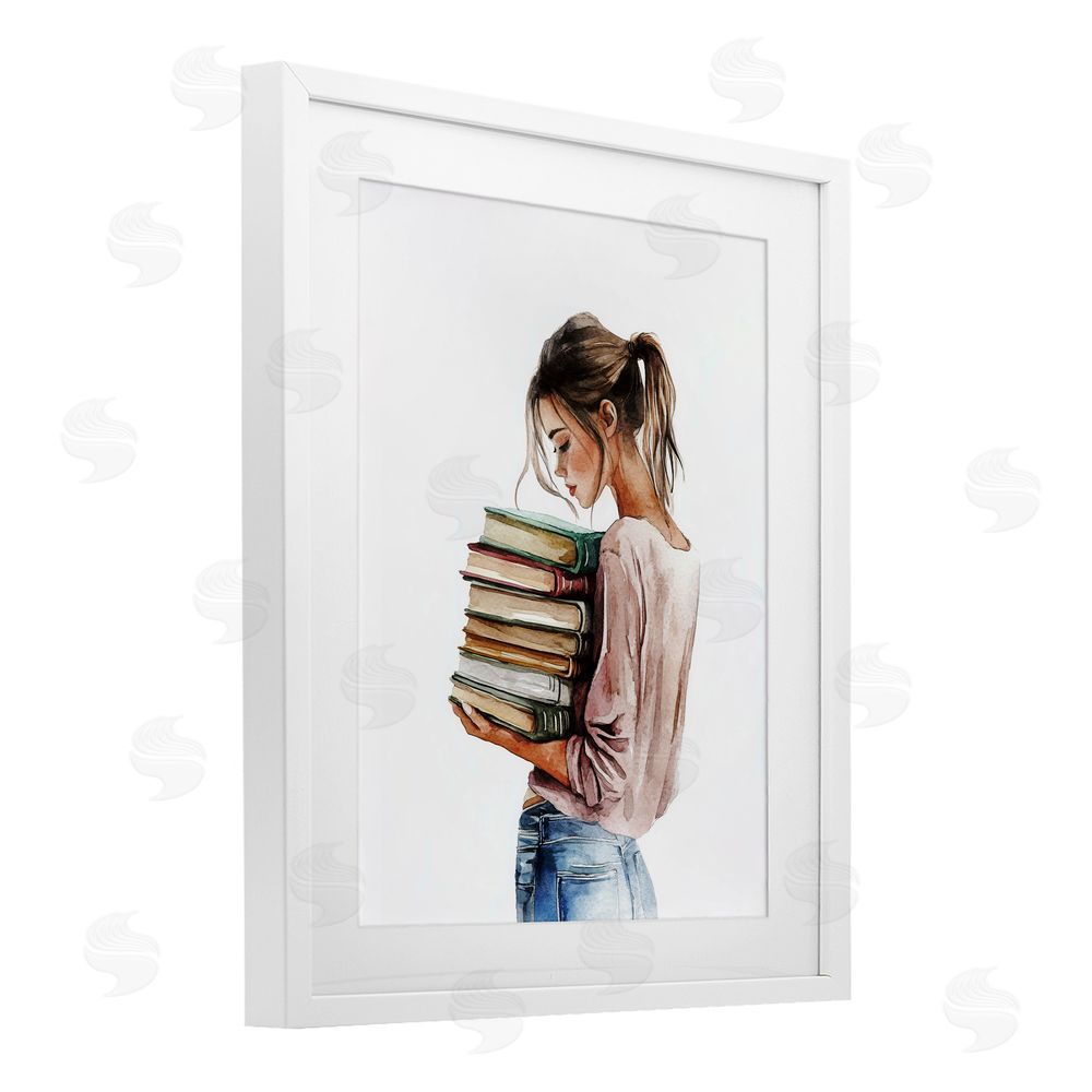 Svetlana Aleynikova Library Walk Girl White Framed Print Under Glass Wall Art