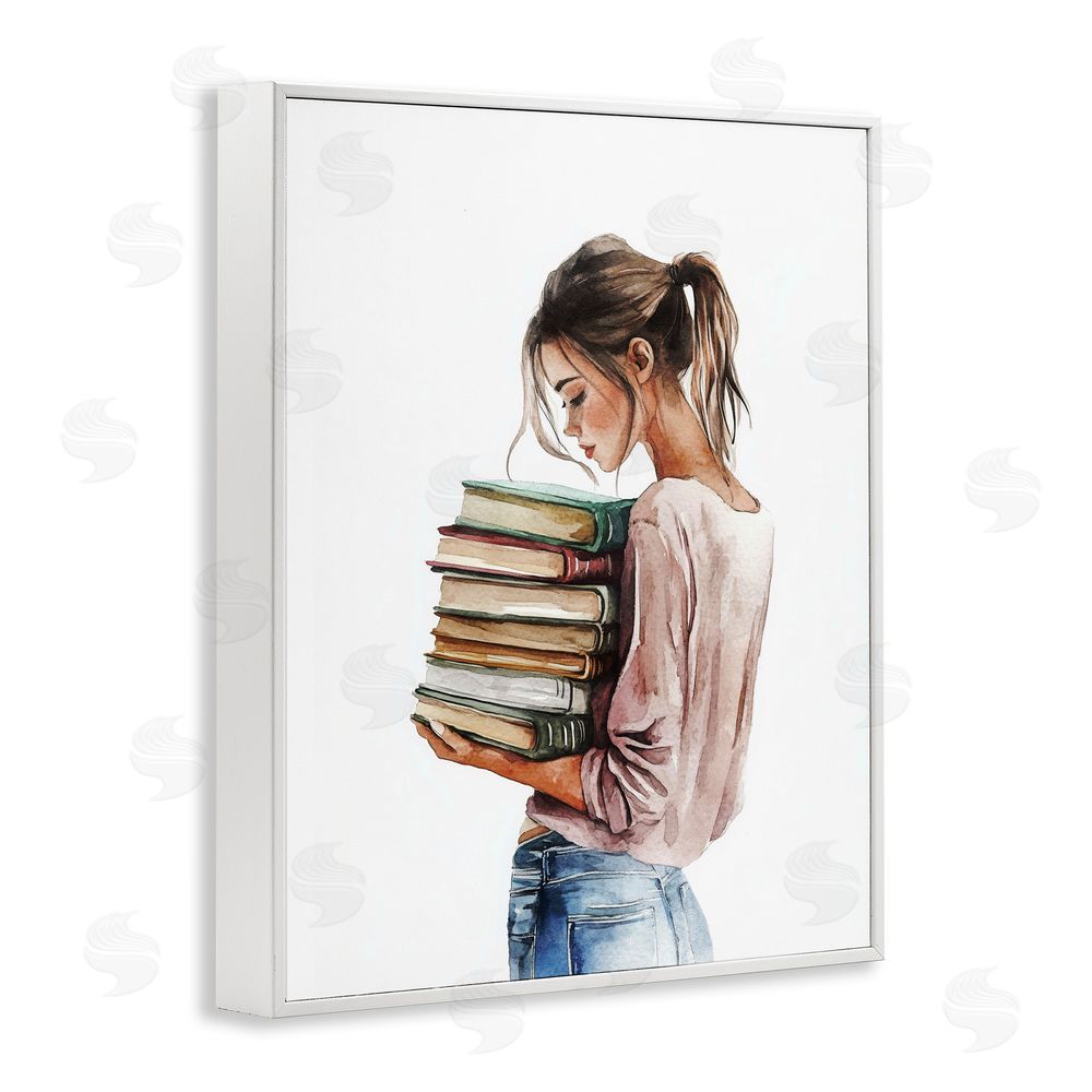 Svetlana Aleynikova Library Walk Girl White Framed Giclee Wall Art Print