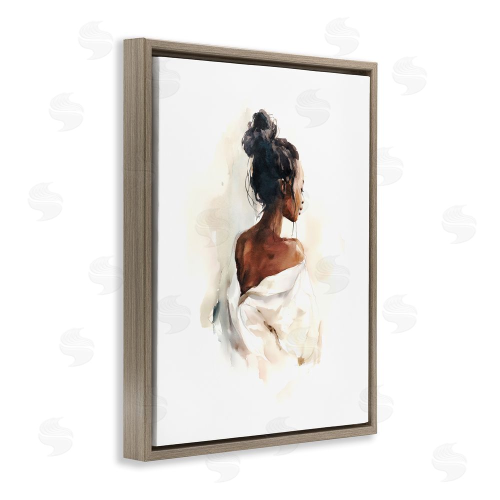 Svetlana Aleynikova Chic From Behind Brown Floating Frame Canvas Wall Art Print