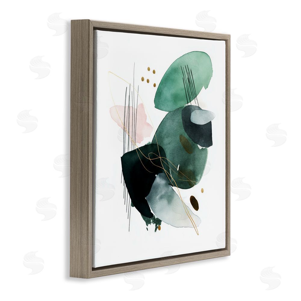 Svetlana Aleynikova Verdant Horizon Shapes Brown Floating Frame Canvas Wall Art Print