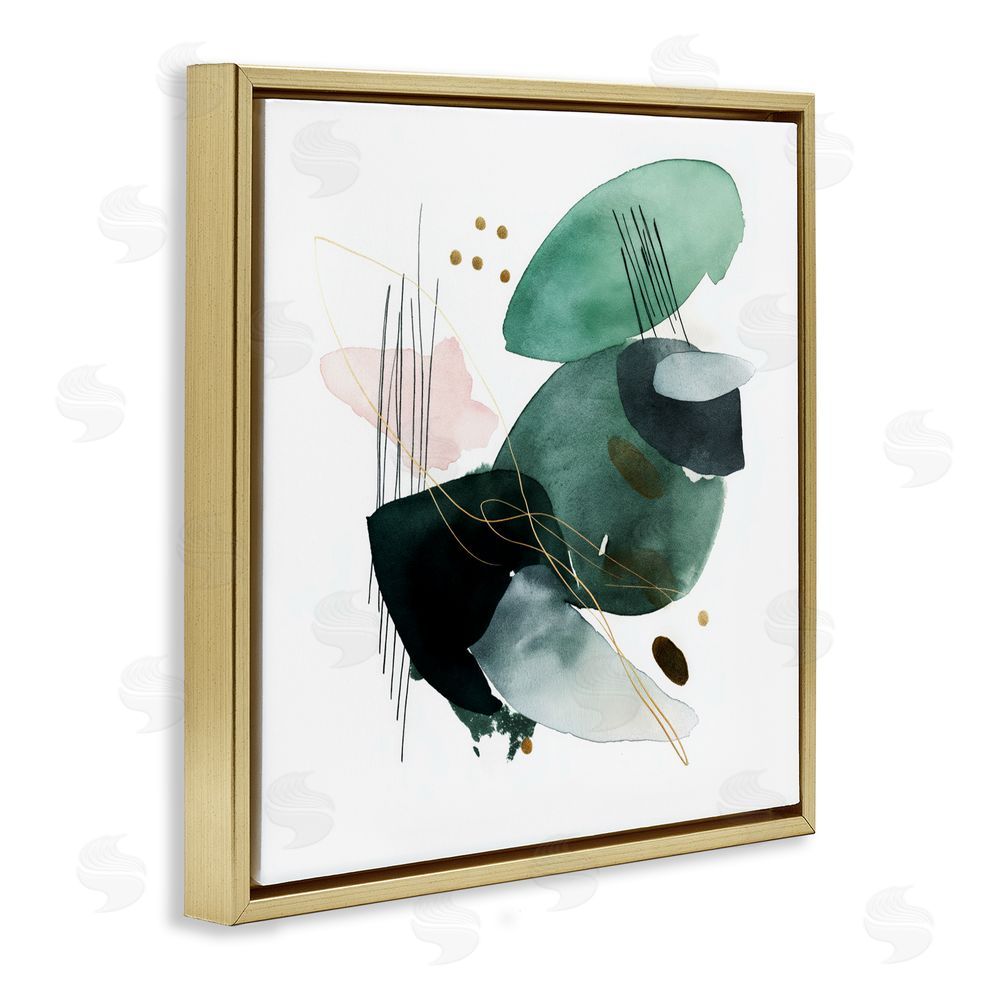 Svetlana Aleynikova Verdant Horizon Shapes Gold Floating Frame Canvas Wall Art Print