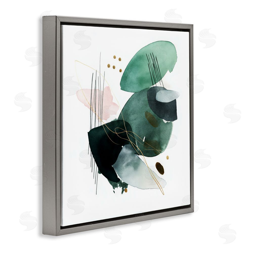 Svetlana Aleynikova Verdant Horizon Shapes Gray Floating Frame Canvas Wall Art Print