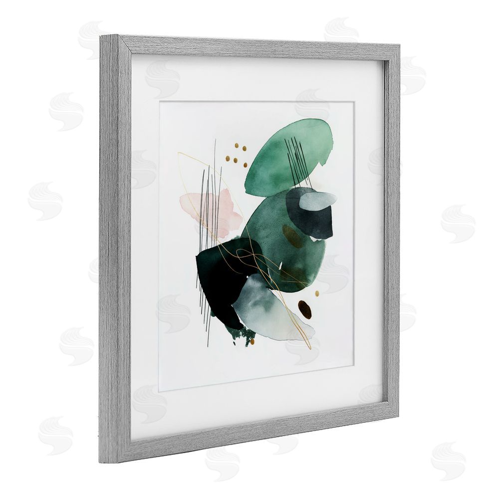 Svetlana Aleynikova Verdant Horizon Shapes Gray Framed Print Under Glass Wall Art