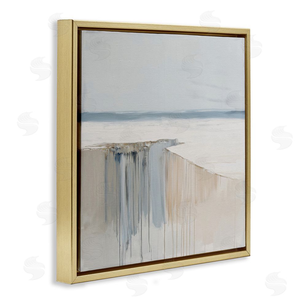 Svetlana Aleynikova Precipice Neutral Abstraction Gold Floating Frame Canvas Wall Art Print