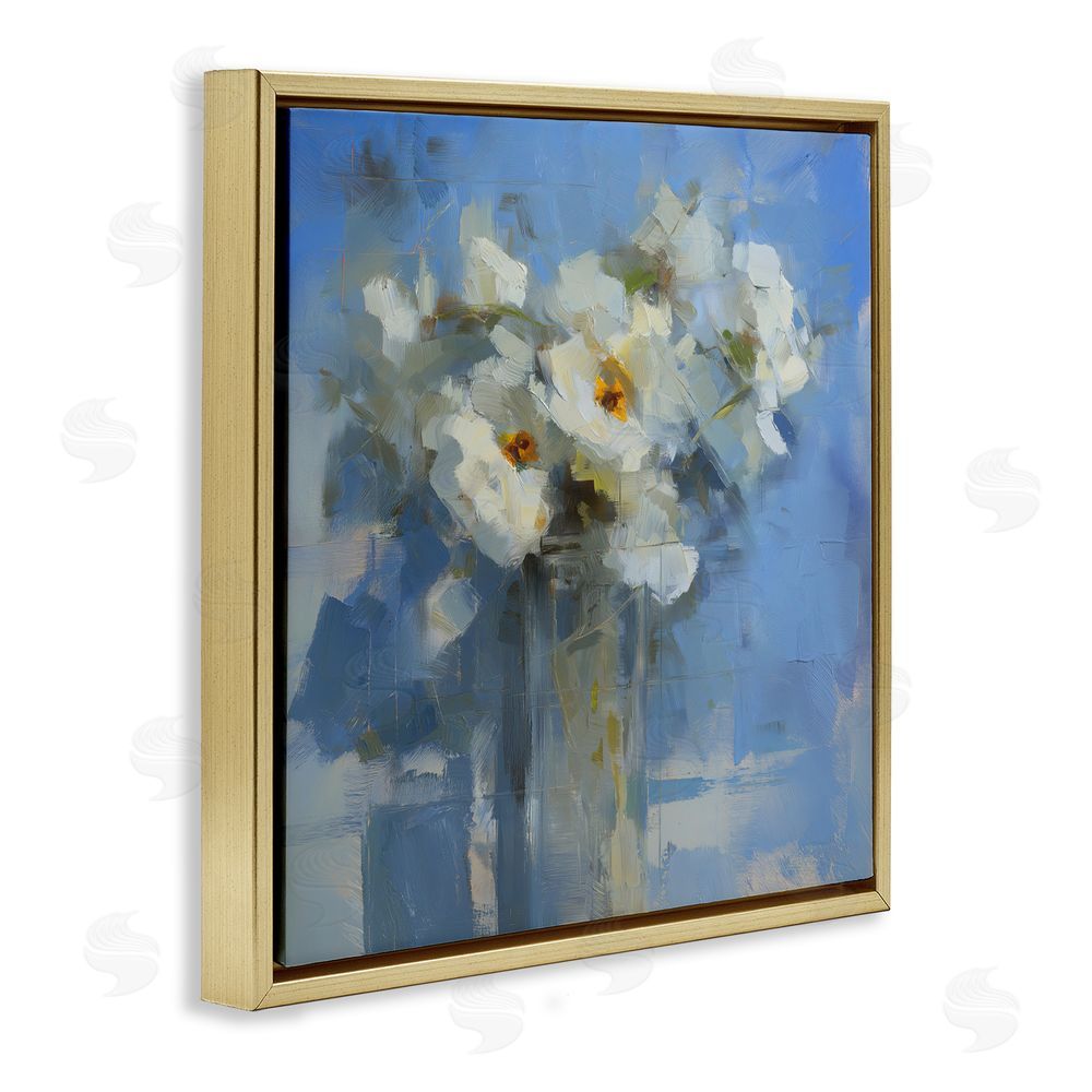 Svetlana Aleynikova Petals Remembered Abstract Gold Floating Frame Canvas Wall Art Print