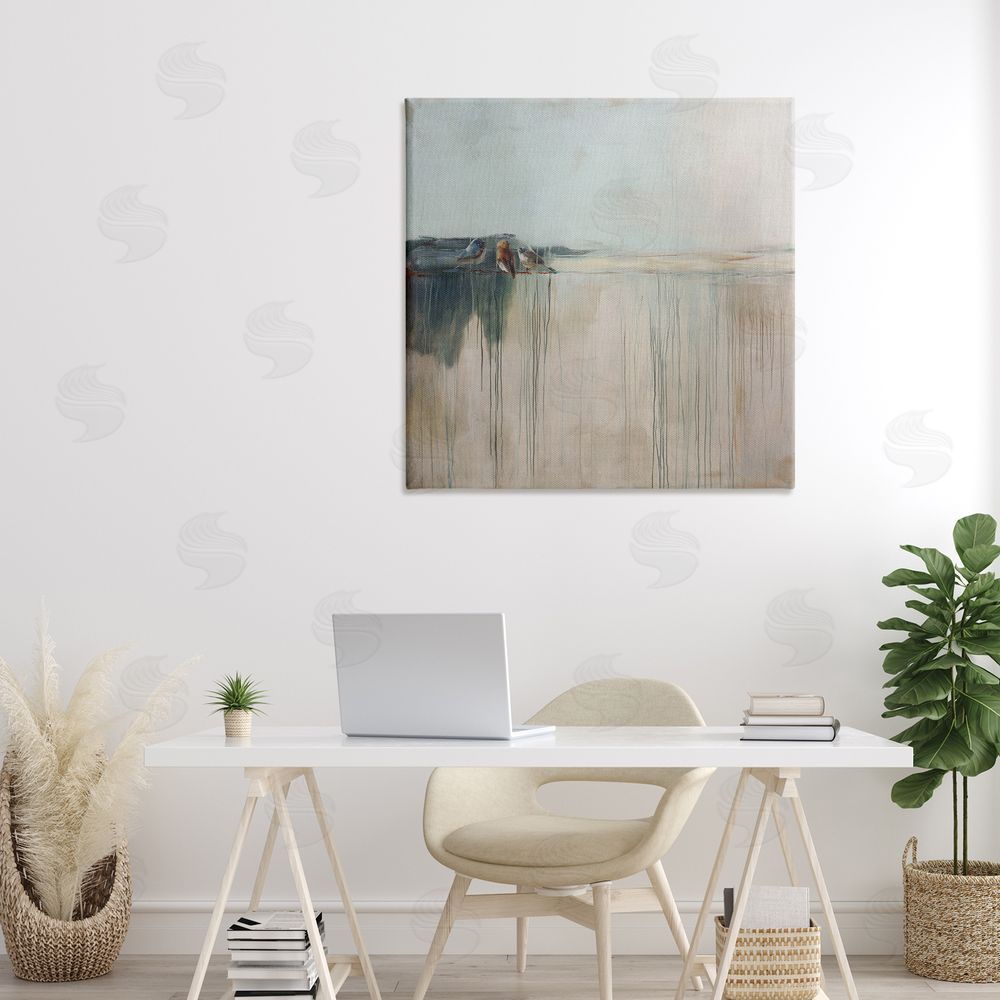 Svetlana Aleynikova Drips And Feathers Abstract Stretched Canvas Wall Art Print in Room