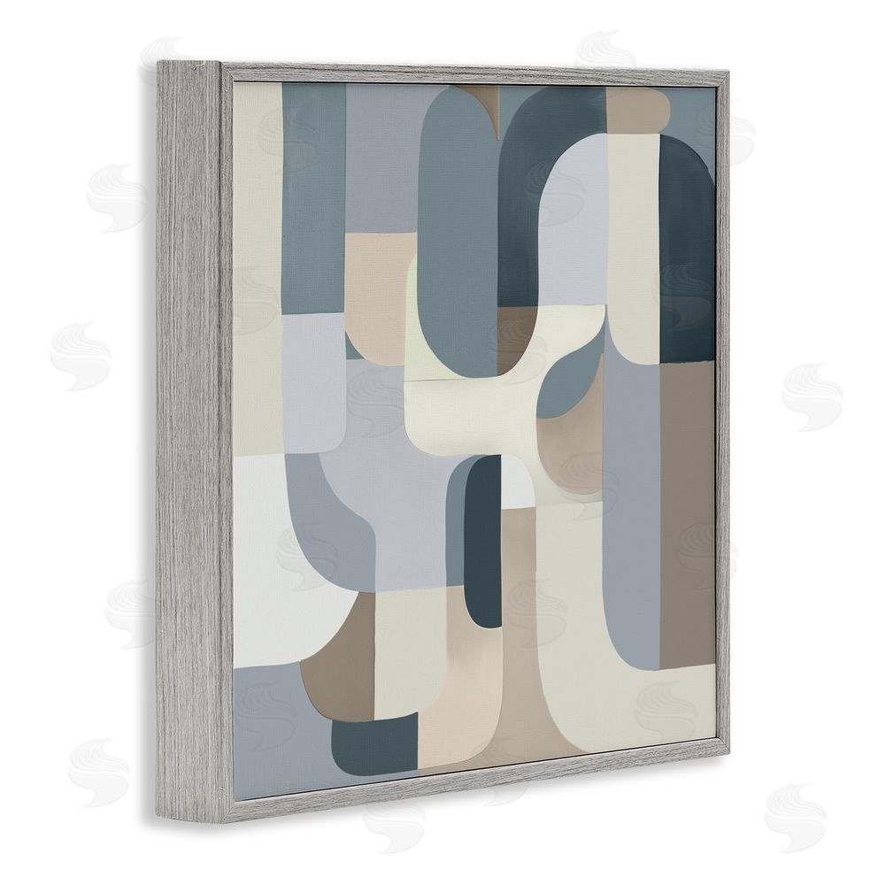 Annabelle Hall Bauhaus Blue Curves Gray Framed Giclee Wall Art Print