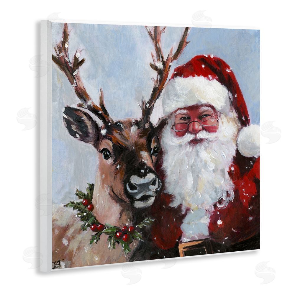 Sara Culpepper Rosy Cheeked Santa & Reindeer Wall Plaque Art Print
