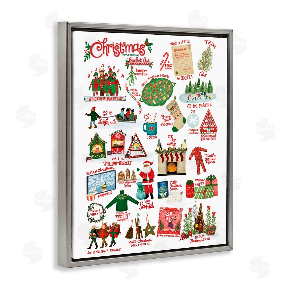 Giao Williams Fun Christmas Traditions Gray Floating Frame Canvas Art Print