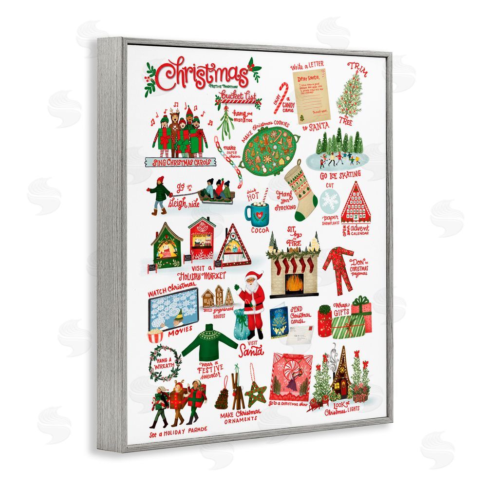 Giao Williams Fun Christmas Traditions Gray Framed Giclee Art Print