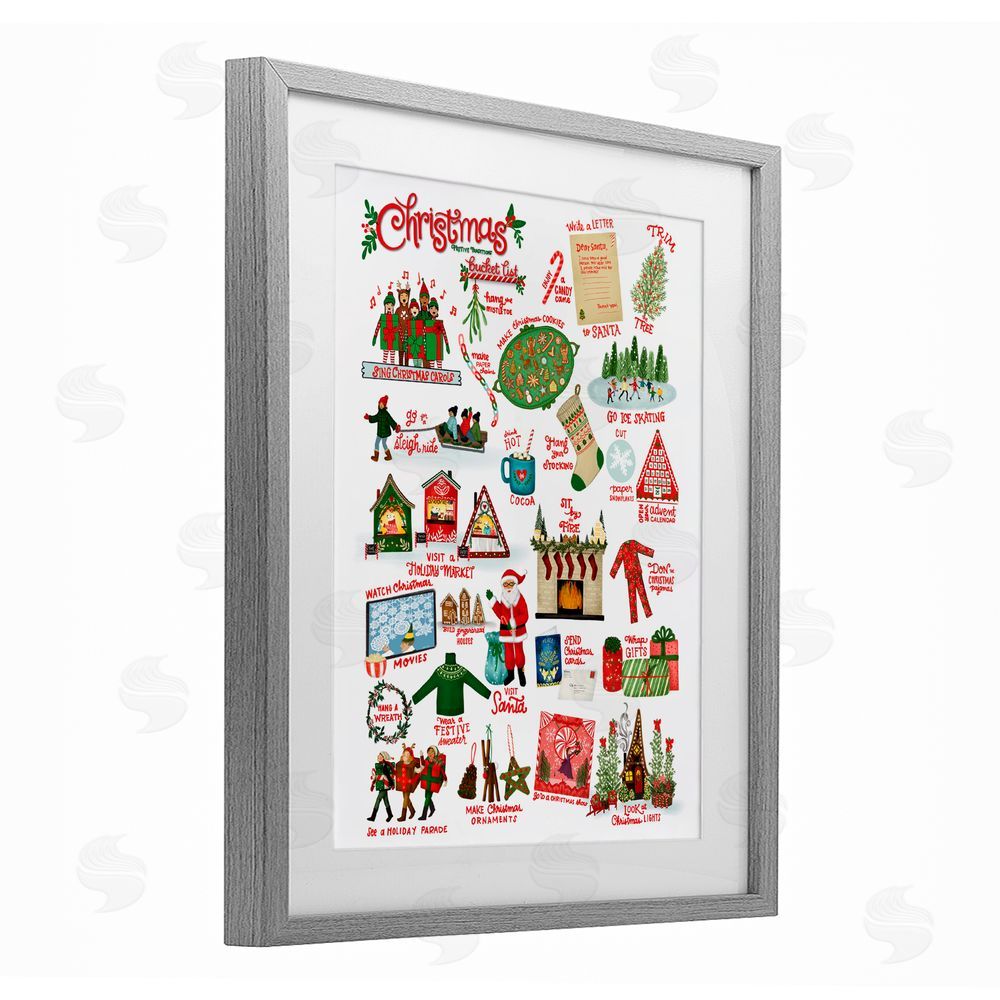 Giao Williams Fun Christmas Traditions Gray Framed Print Under Glass Art