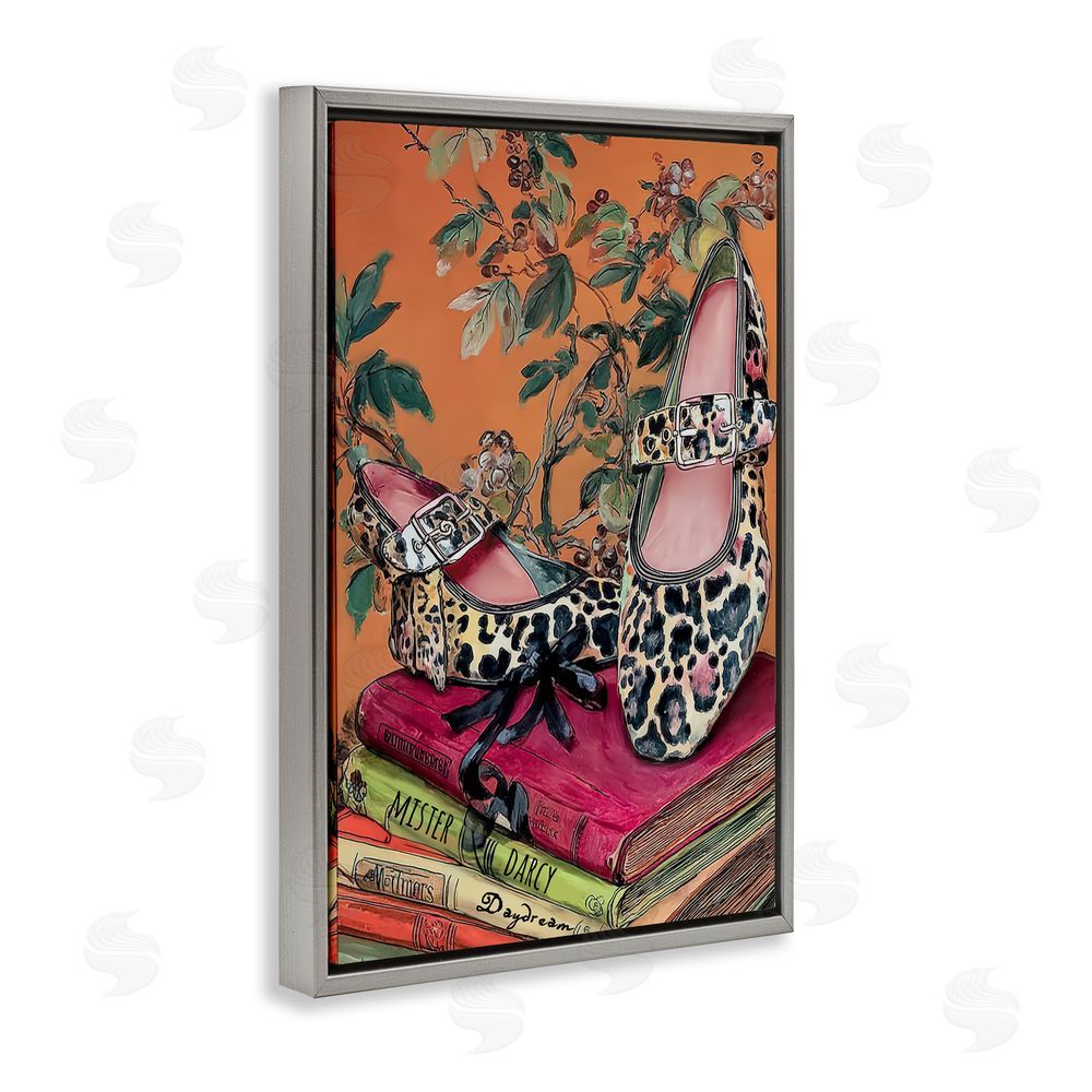 Annabelle Hall On My Feet Shoes & Books Gray Floating Frame Canvas Wall Art Print