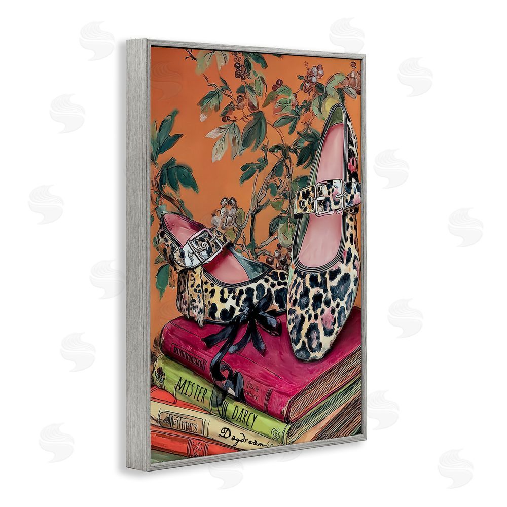 Annabelle Hall On My Feet Shoes & Books Gray Framed Giclee Wall Art Print