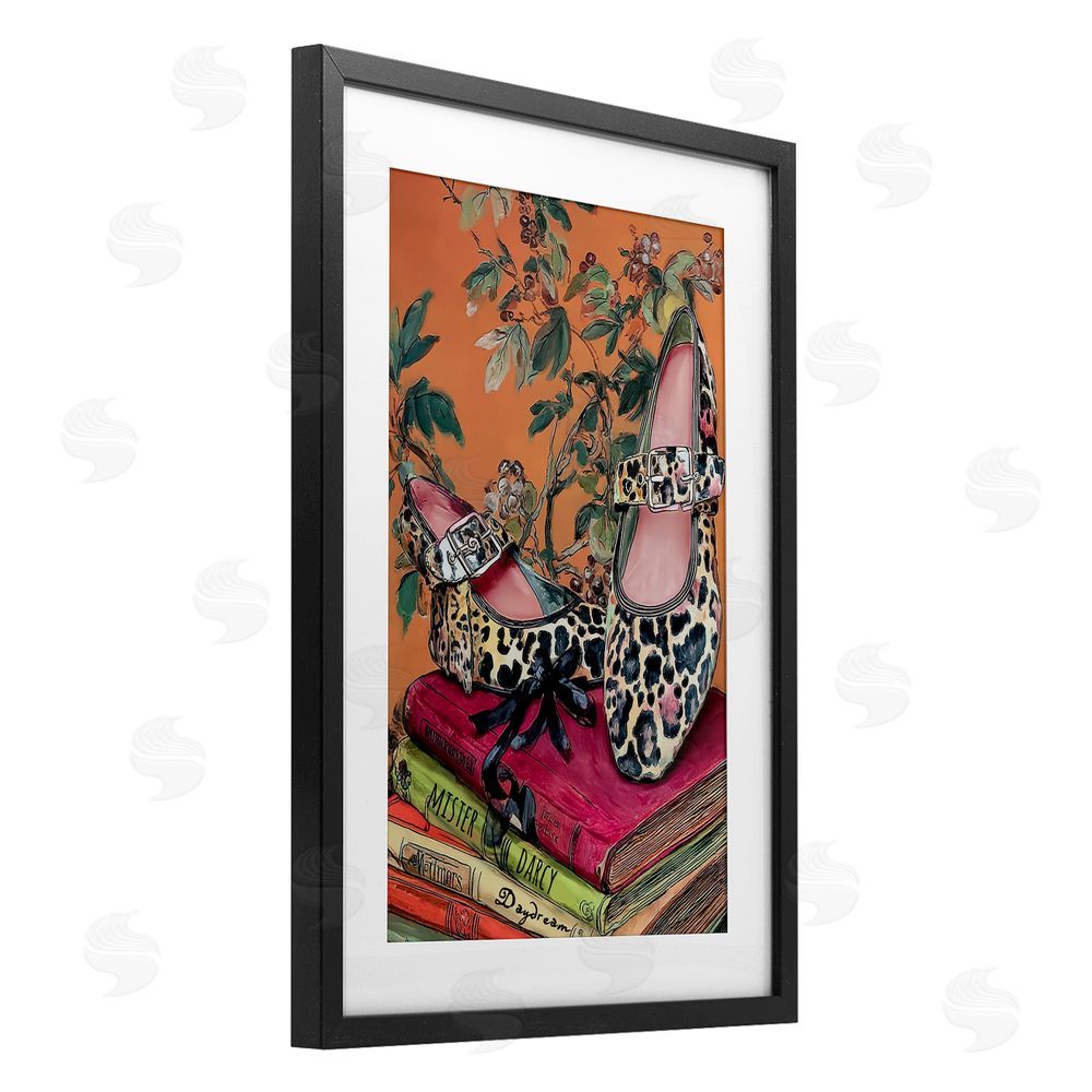 Annabelle Hall On My Feet Shoes & Books Black Framed Print Under Glass Wall Art