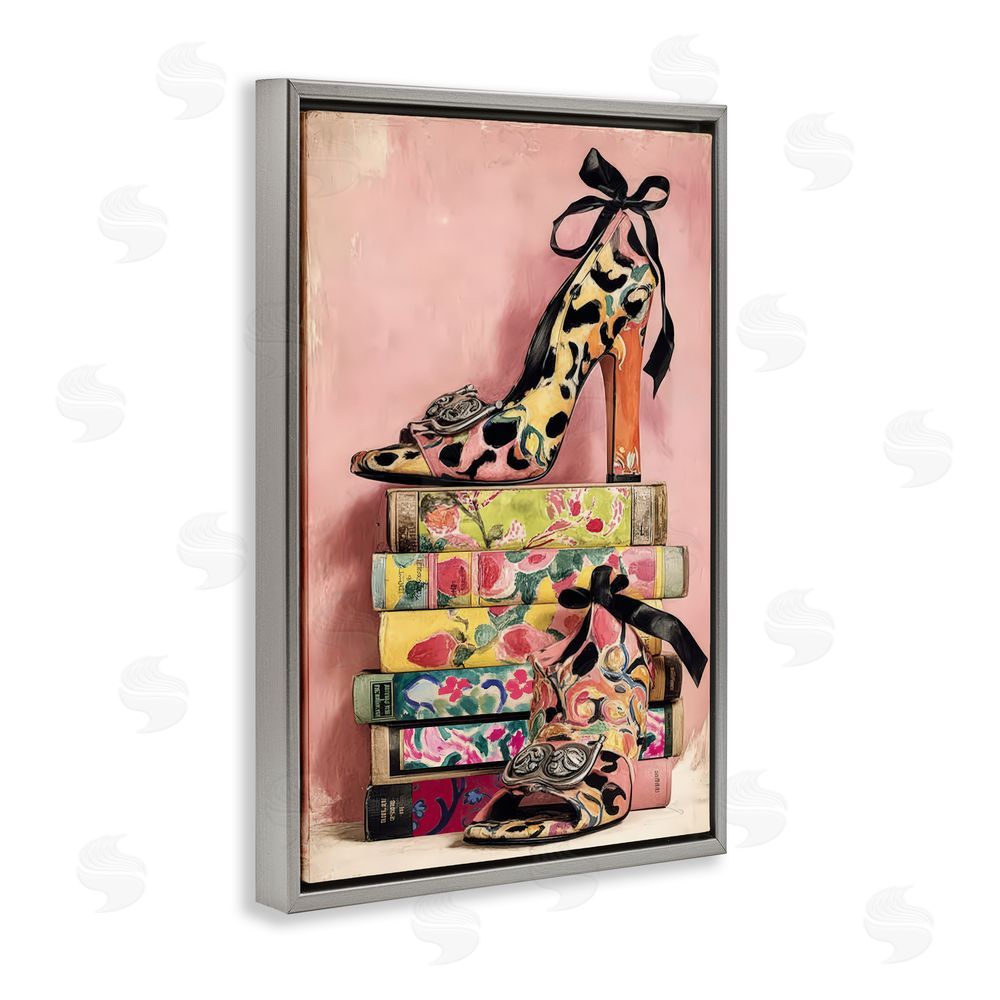 Annabelle Hall On My Feet Heels & Books Gray Floating Frame Canvas Wall Art Print