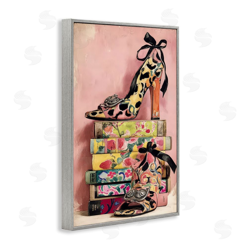 Annabelle Hall On My Feet Heels & Books Gray Framed Giclee Wall Art Print