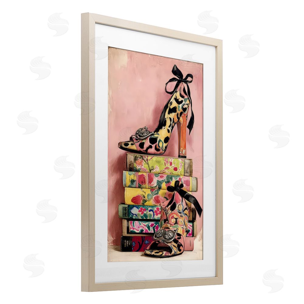 Annabelle Hall On My Feet Heels & Books Birch Framed Print Under Glass Wall Art