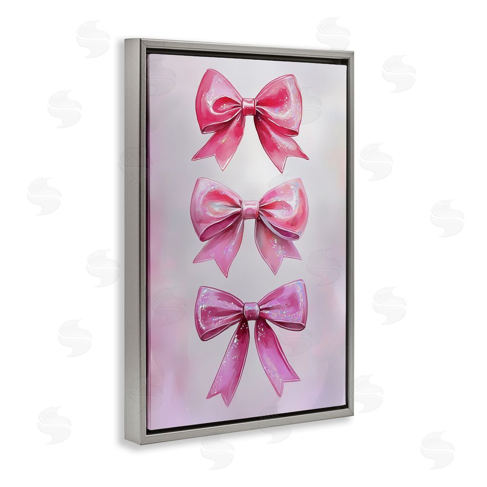 Annabelle Hall Blush And Satin Ribbons Gray Floating Frame Canvas Wall Art Print