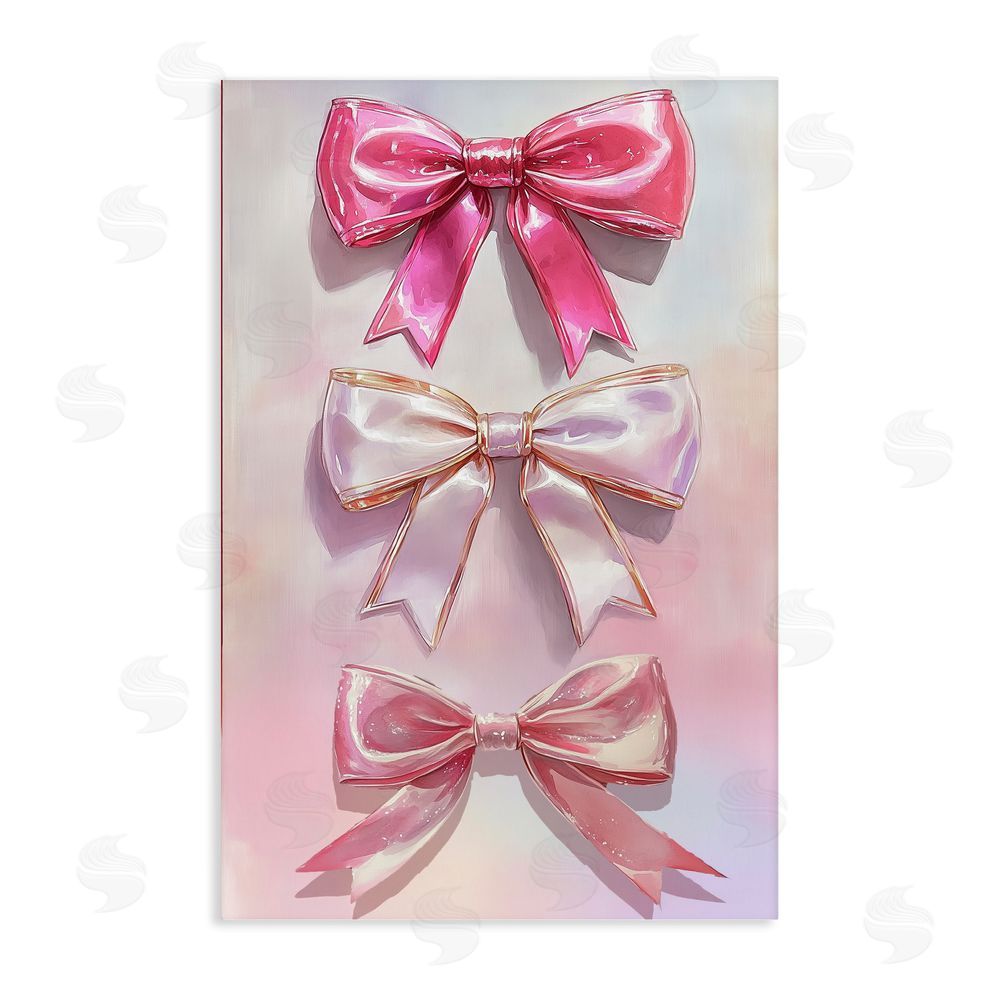 Annabelle Hall Blush And Satin Bows Stretched Canvas Wall Art