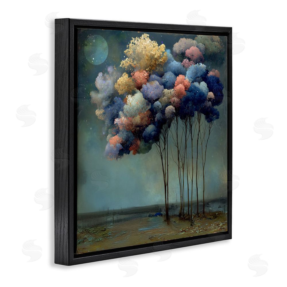 Annabelle Hall Dreamy Sky Trees Surrealism Black Floating Frame Canvas Wall Art Print