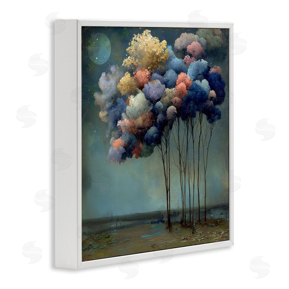 Annabelle Hall Dreamy Sky Trees Surrealism White Framed Giclee Wall Art Print