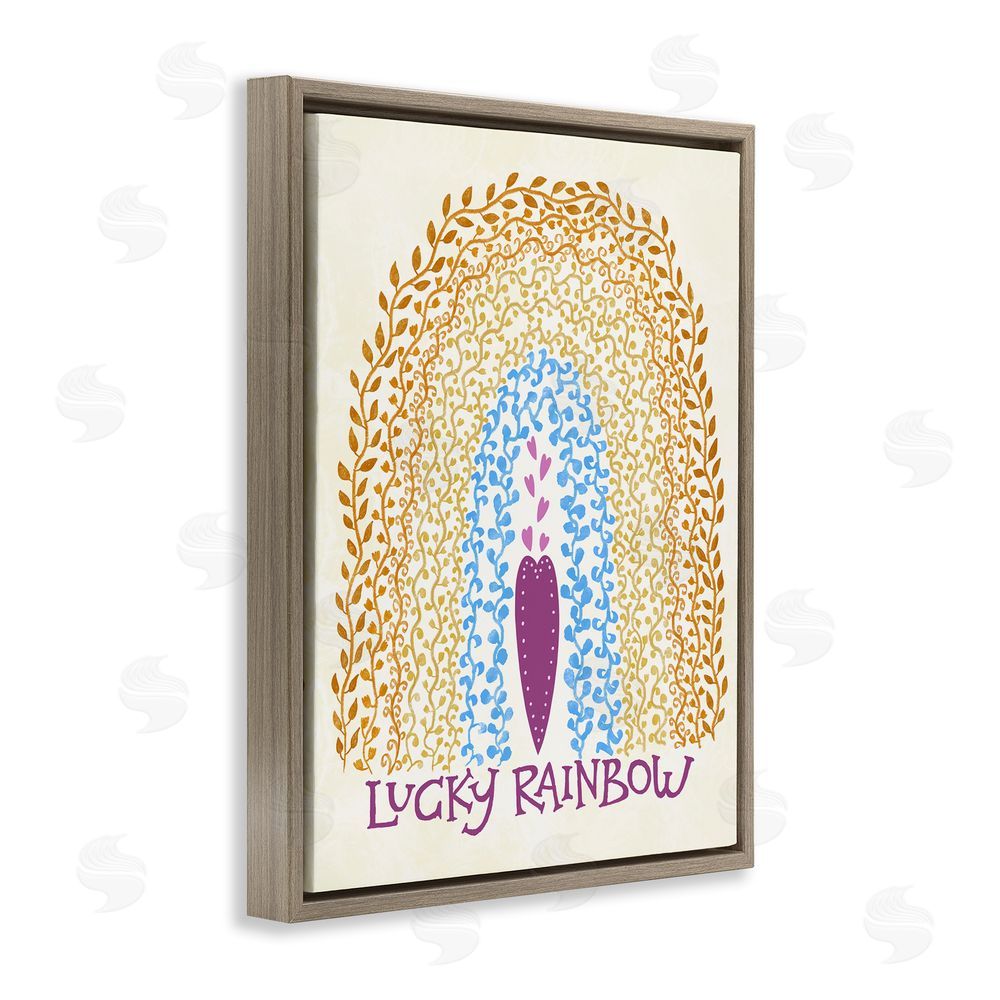 Connie Summers Boho Lucky Rainbow Brown Floating Frame Canvas Wall Art Print
