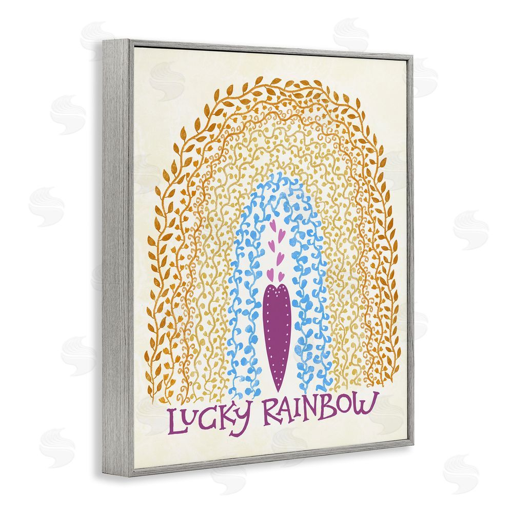Connie Summers Boho Lucky Rainbow Gray Framed Giclee Wall Art Print