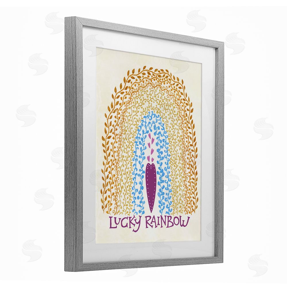 Connie Summers Boho Lucky Rainbow Gray Framed Print Under Glass Wall Art