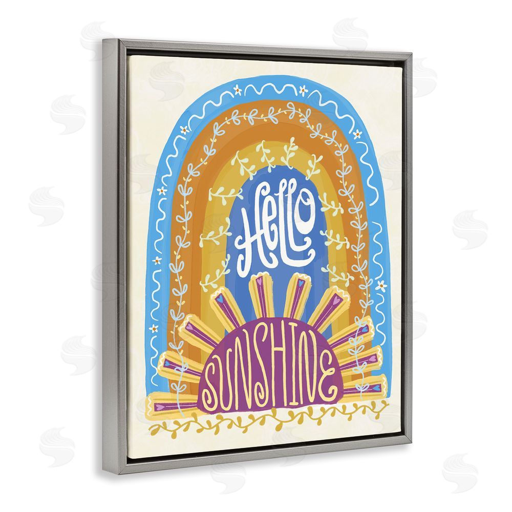 Connie Summers Boho Hello Sunshine Gray Floating Frame Canvas Wall Art Print