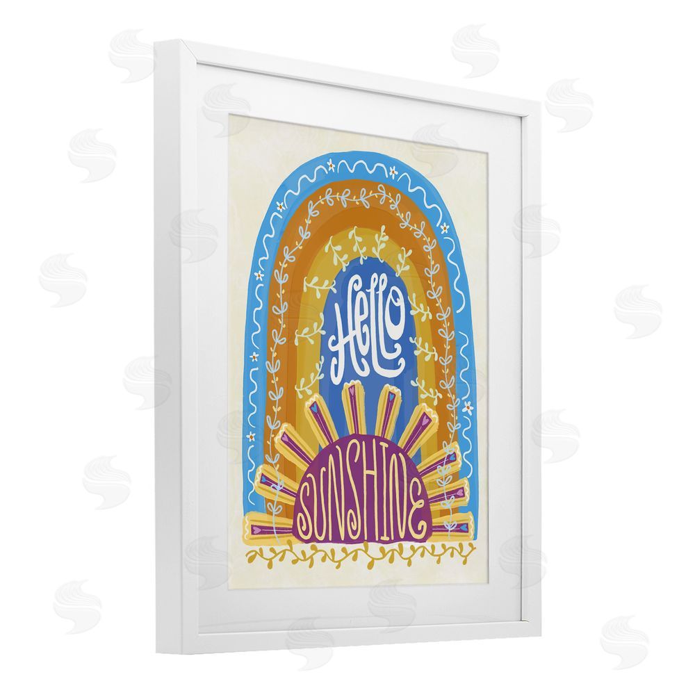 Connie Summers Boho Hello Sunshine White Framed Print Under Glass Wall Art