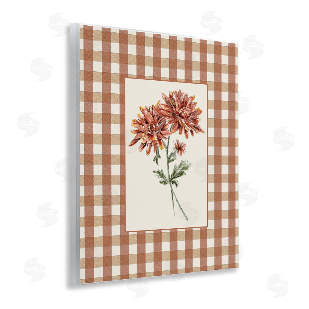 Lisa Wehmeyer Neutral Plaid Mums Wall Plaque Art Print