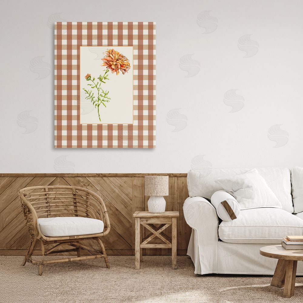 Lisa Wehmeyer Plaid Marigold Flower Canvas Wall Art Print in Room
