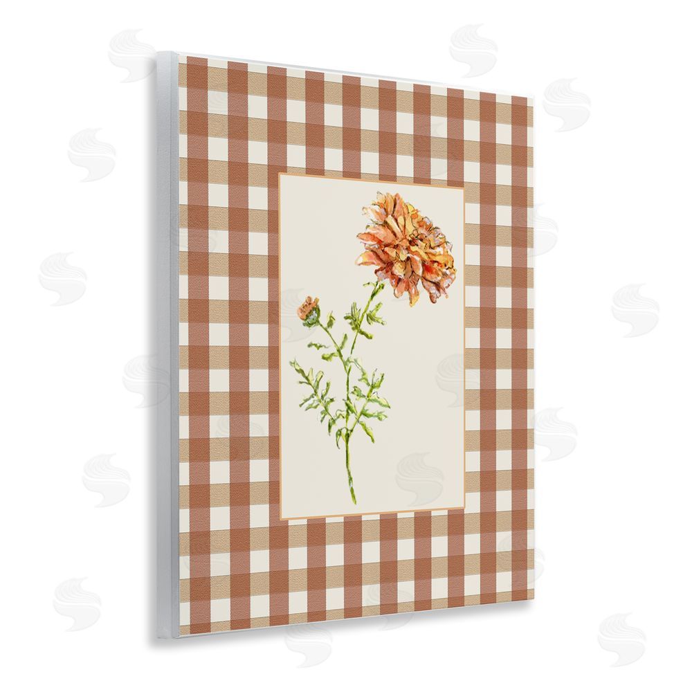 Lisa Wehmeyer Plaid Marigold Flower Wall Plaque Art Print