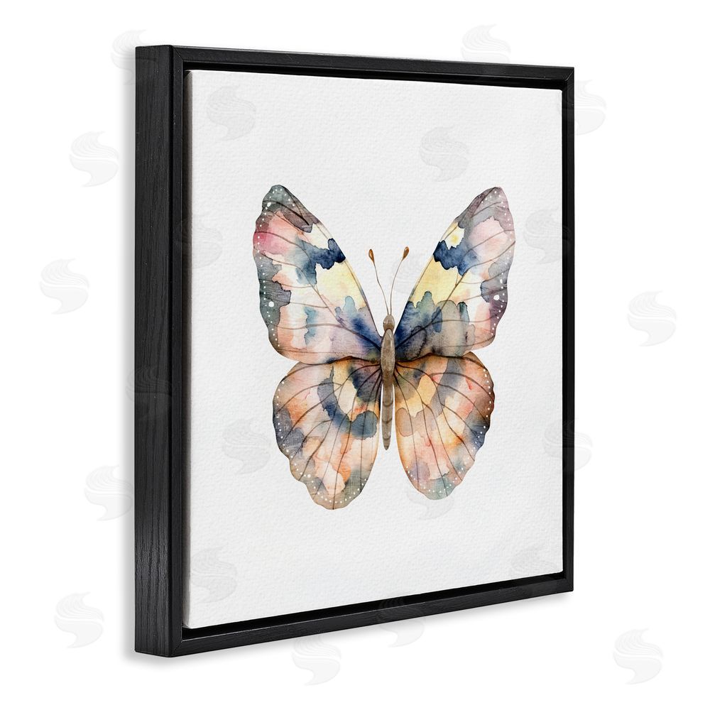 Kim Allen Traditional Watercolor Butterfly Black Floating Frame Canvas Wall Art Print