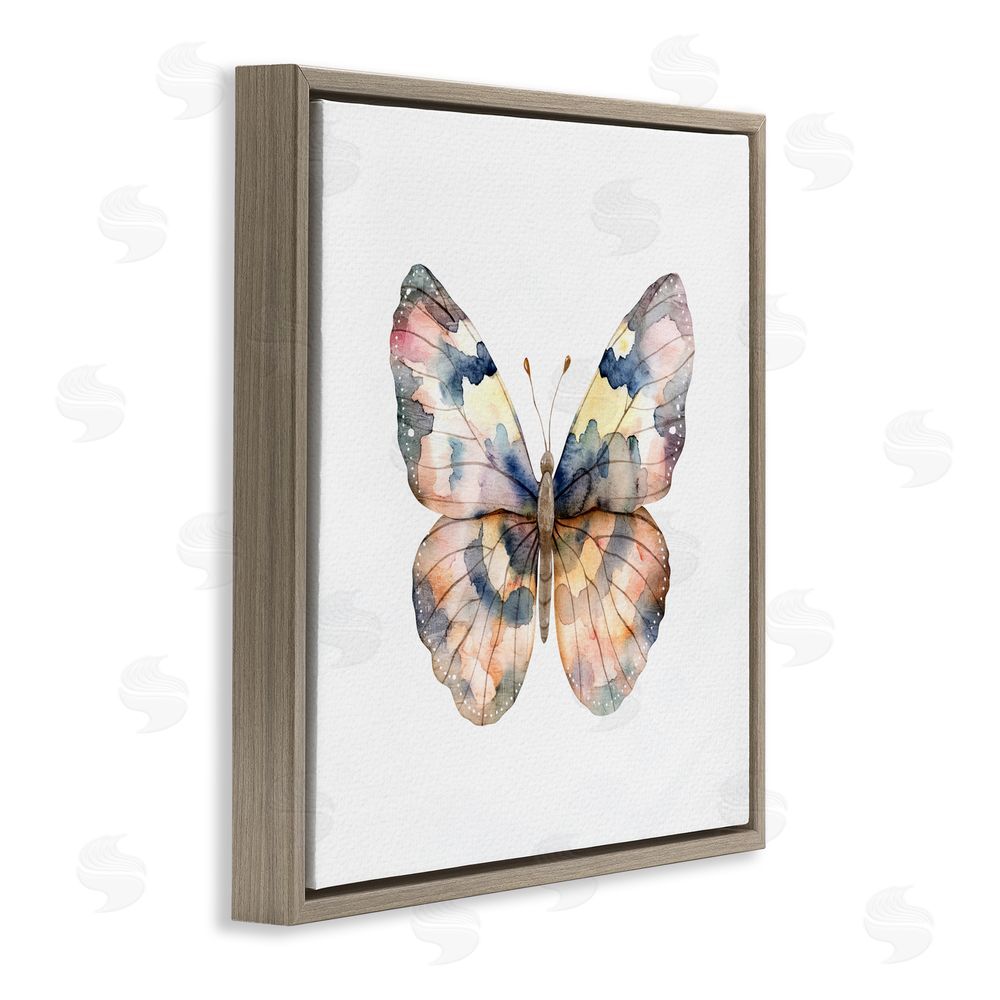 Kim Allen Traditional Watercolor Butterfly Brown Floating Frame Canvas Wall Art Print