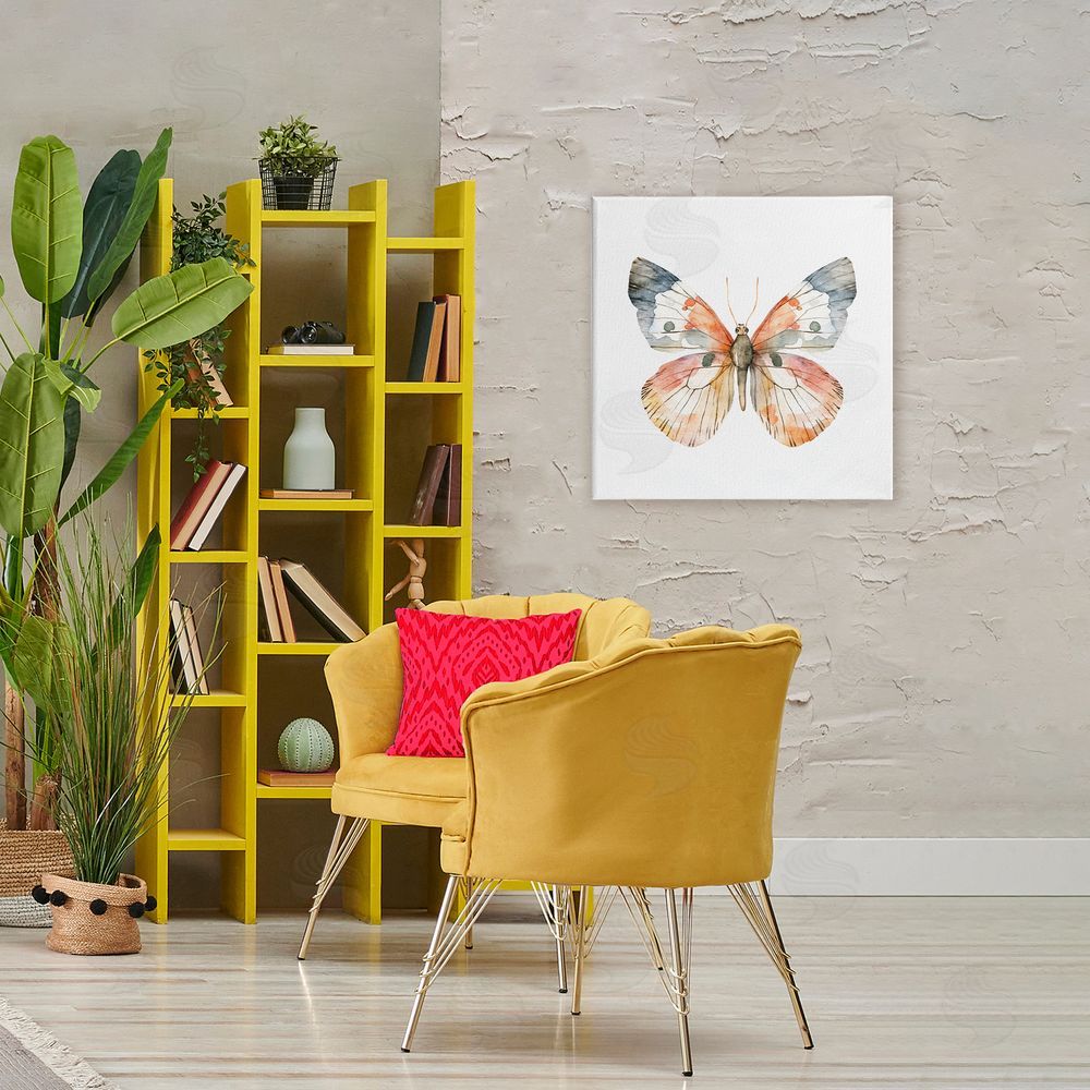 Kim Allen Warm Watercolor Butterfly Stretched Canvas Wall Art in Room