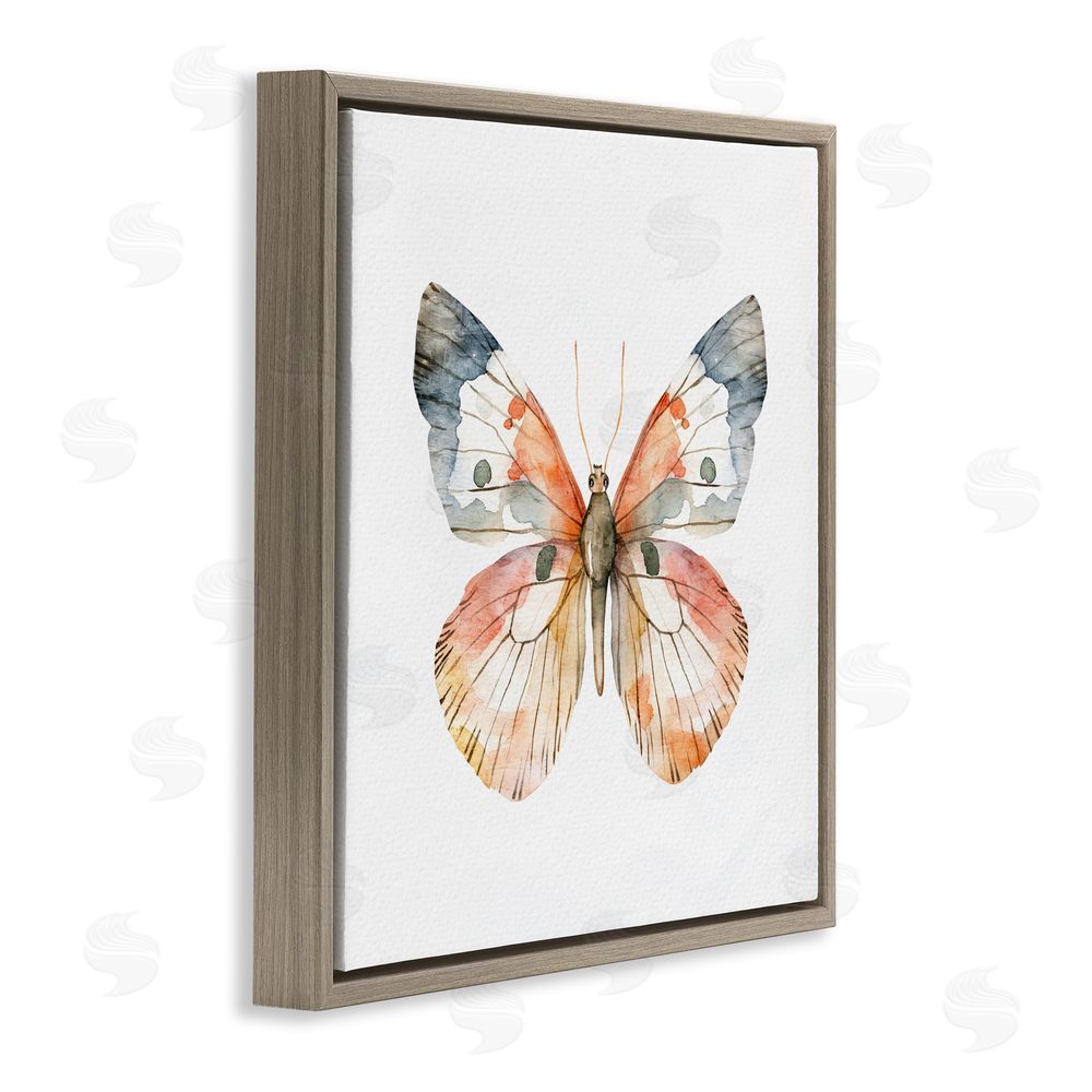 Kim Allen Warm Watercolor Butterfly Brown Floating Frame Canvas Wall Art Print