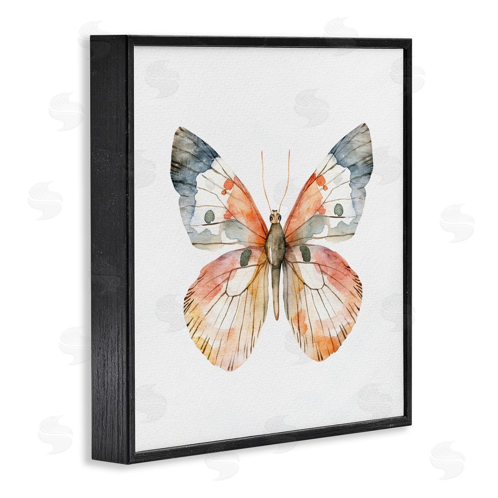 Kim Allen Warm Watercolor Butterfly Black Framed Giclee Wall Art Print
