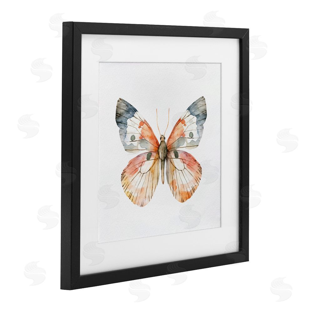 Kim Allen Warm Watercolor Butterfly Black Framed Print Under Glass Wall Art