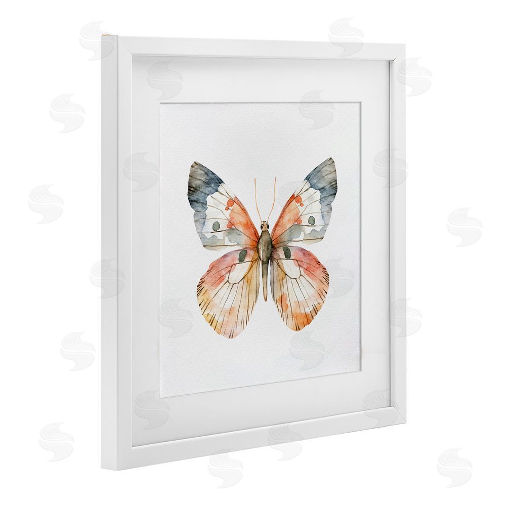Kim Allen Warm Watercolor Butterfly White Framed Print Under Glass Wall Art