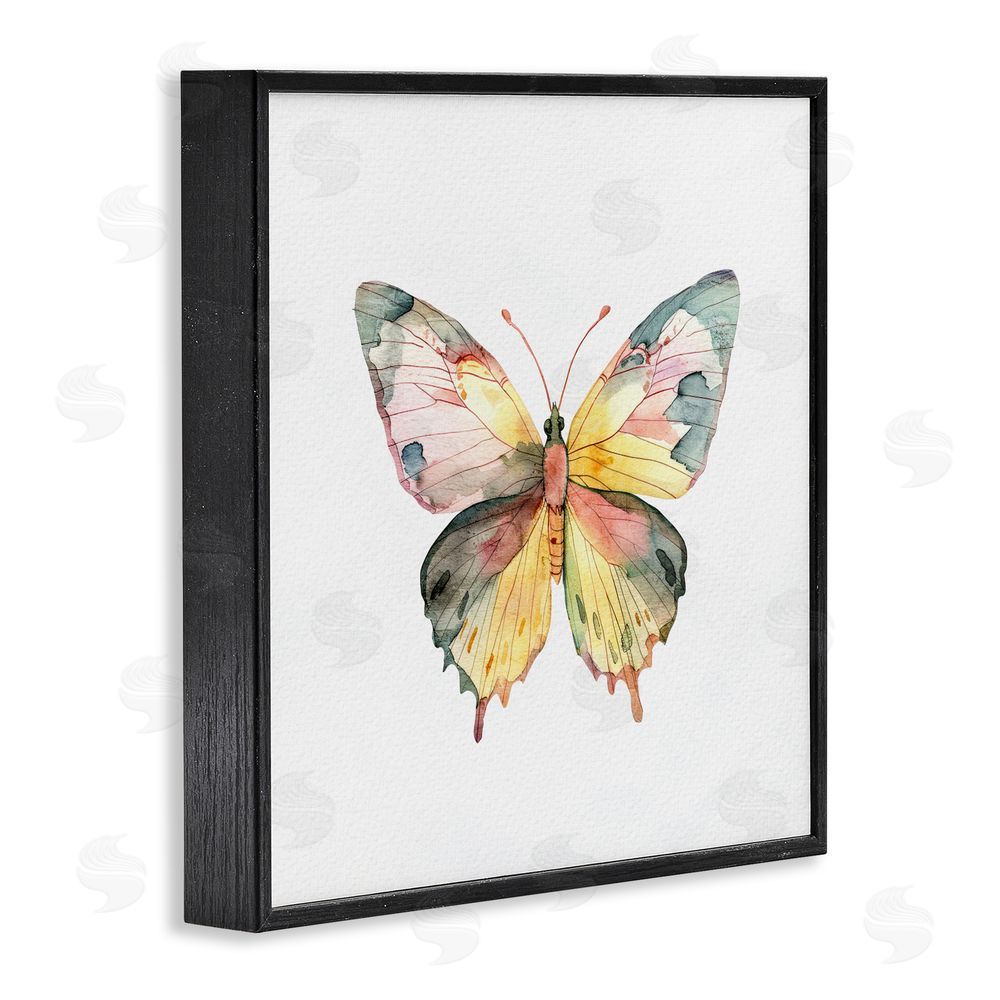 Kim Allen Watercolor Butterfly Subtlety Black Framed Giclee Wall Art Print