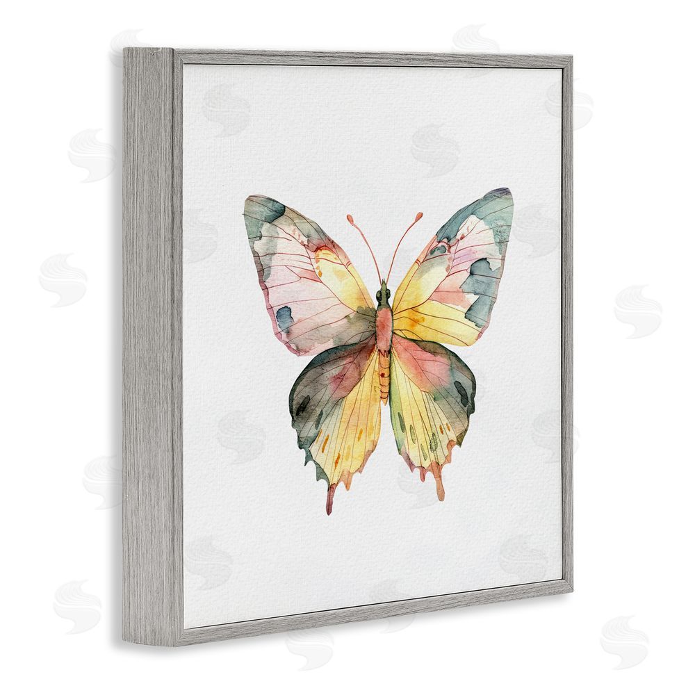 Kim Allen Watercolor Butterfly Subtlety Gray Framed Giclee Wall Art Print