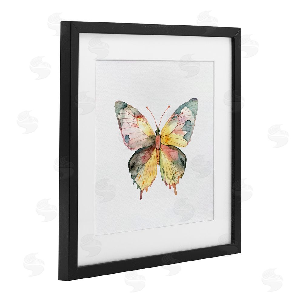 Kim Allen Watercolor Butterfly Subtlety Black Framed Print Under Glass Wall Art
