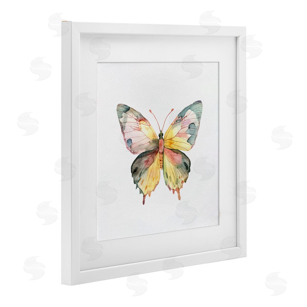 Kim Allen Watercolor Butterfly Subtlety White Framed Print Under Glass Wall Art