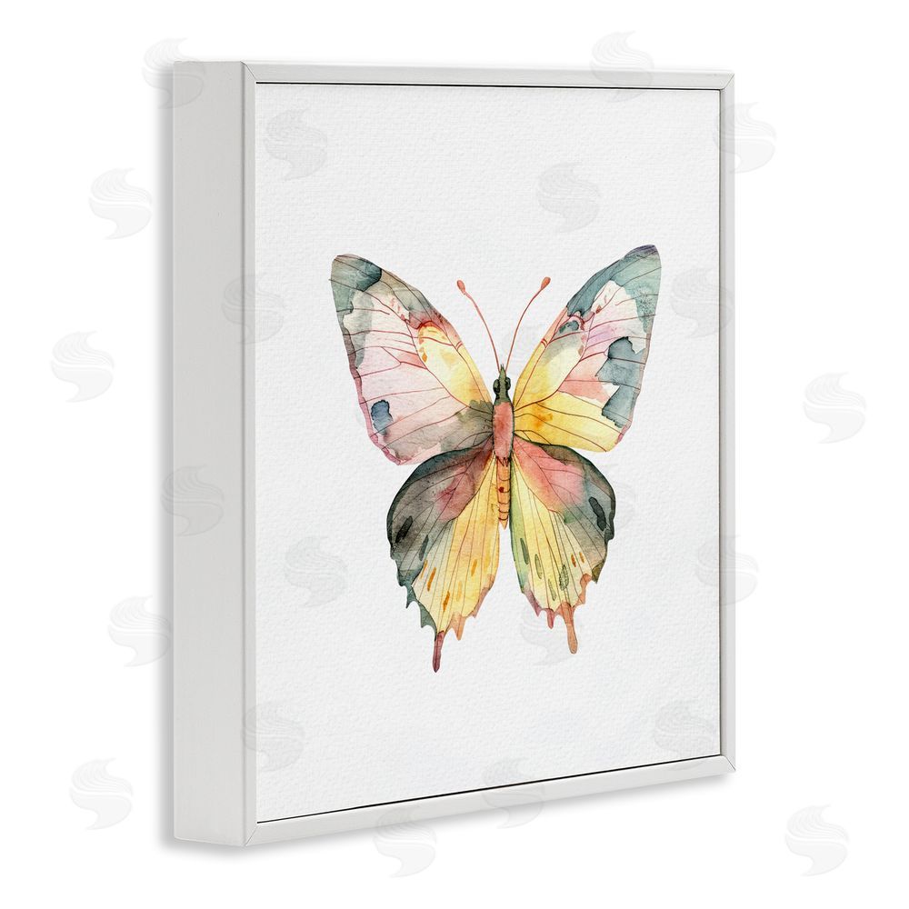 Kim Allen Watercolor Butterfly Subtlety White Framed Giclee Wall Art Print