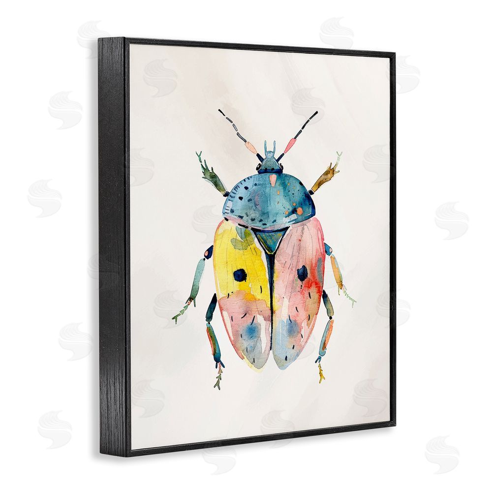 Kim Allen Whimsical Boho Beetle Black Framed Giclee Wall Art Print